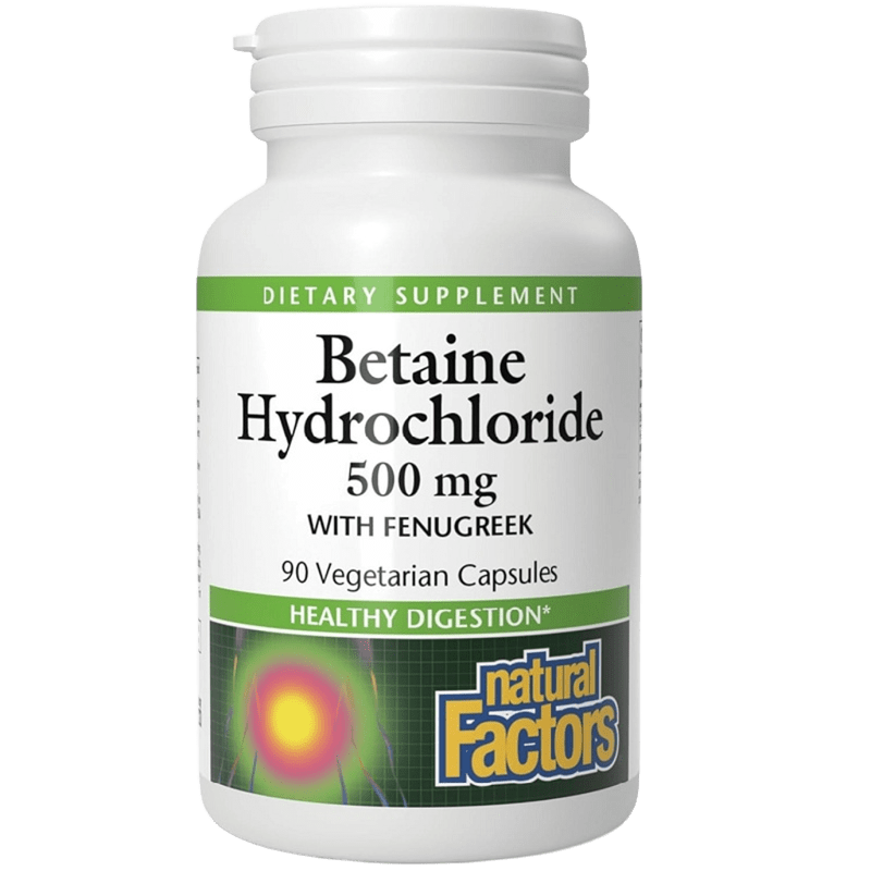 Natural Factors Betaine Hydrochloride with Fenugreek, 90 Capsules