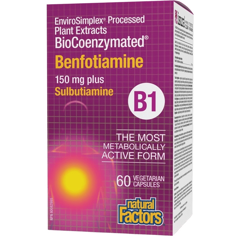 Natural Factors BioCoenzymated Benfotiamine B1 plus Sulbutiamine, 60 Capsules Natural Factors BioCoenzymated Benfotiamine B1 plus Sulbutiamine, 60 Capsules