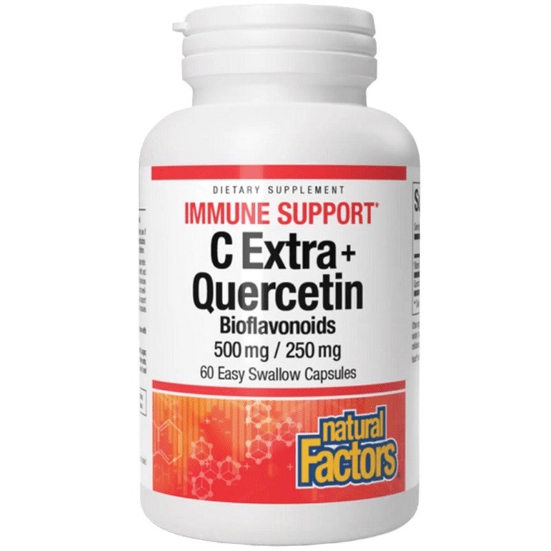 Natural Factors C Extra + Quercetin Bioflavonoids 500 mg/250 mg, 90 Capsules