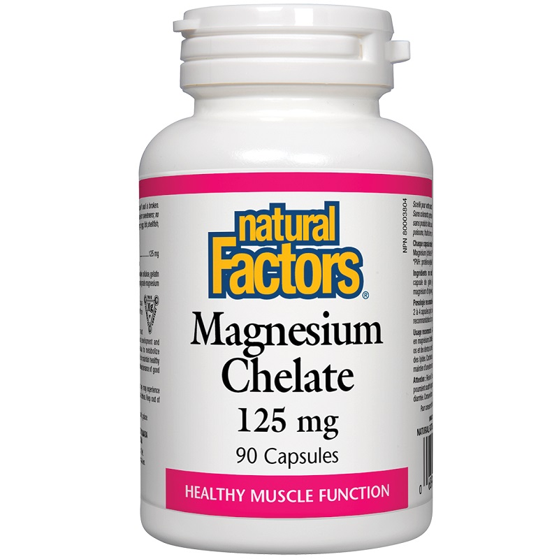 Natural Factors Magnesium Chelate 125 mg, 90 Capsules Natural Factors Magnesium Chelate 125 mg, 90 Capsules