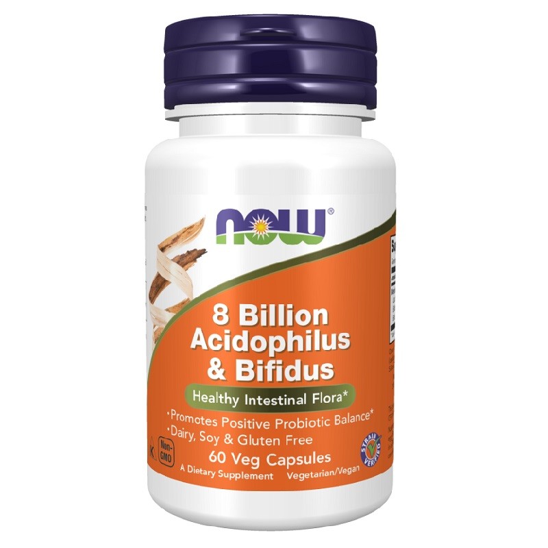 NOW 8 Billion Acidophilus and Bifidus, 60 Veg Capsules NOW 8 Billion Acidophilus and Bifidus, 60 Veg Capsules