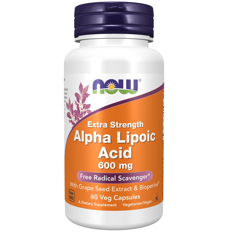 NOW Alpha Lipoic Acid, Extra Strength 600 mg, 60 Veg Capsules