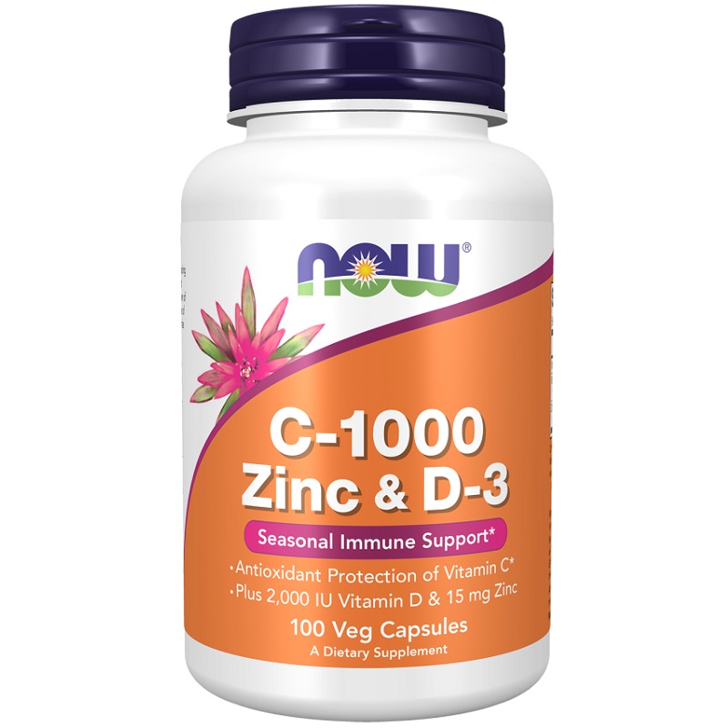 NOW C-1000 Zinc and D-3, 100 Veg Capsules NOW C-1000 Zinc and D-3, 100 Veg Capsules