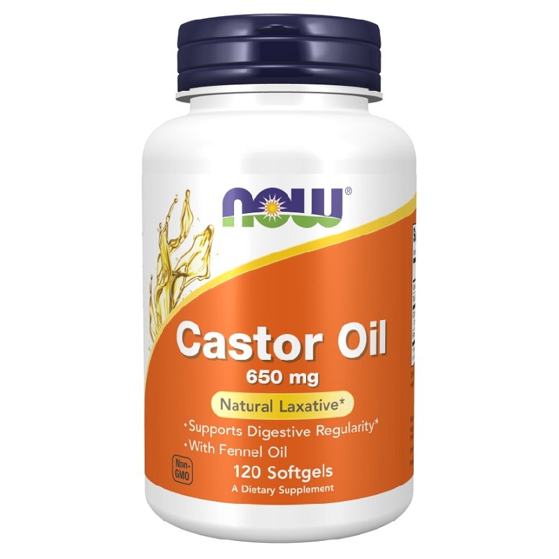 NOW Castor Oil 650 mg, 120 Softgels NOW Castor Oil 650 mg, 120 Softgels