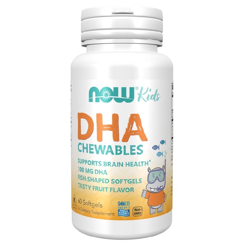 NOW DHA Kid's Fish Oil Chewable 100 mg, 60 Softgels