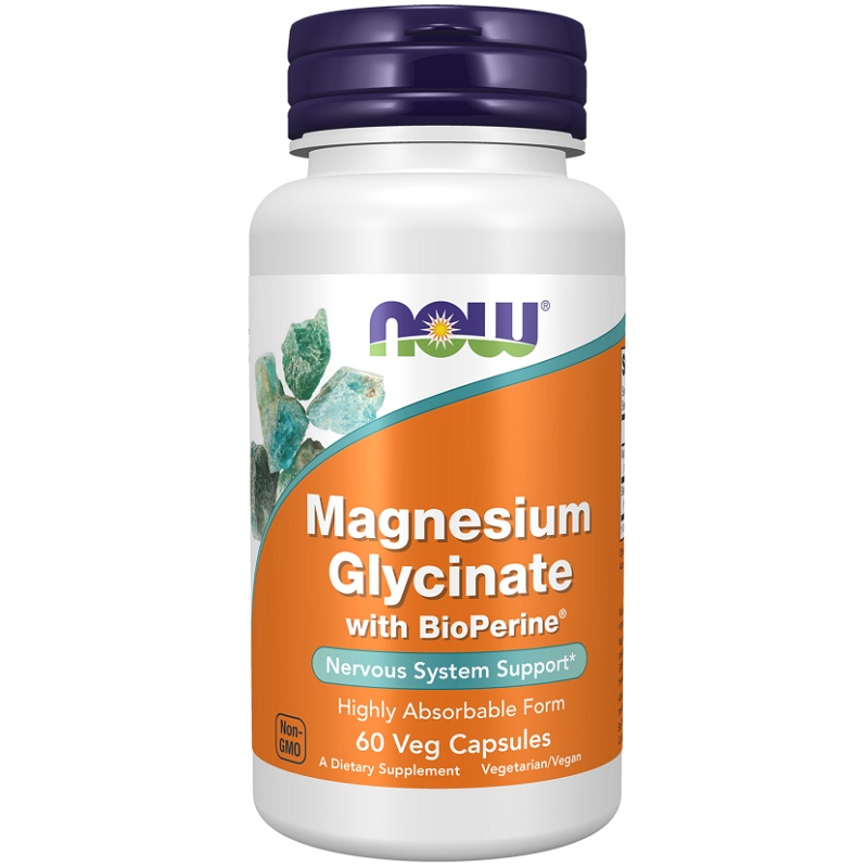 NOW Magnesium Glycinate with BioPerine, 60 Veg Capsules NOW Magnesium Glycinate with BioPerine, 60 Veg Capsules