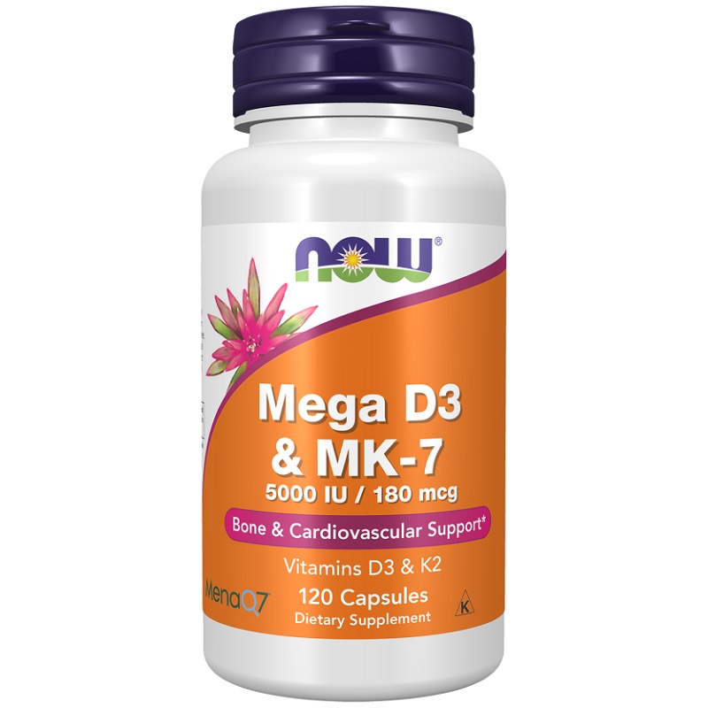 NOW Mega D-3 & MK-7, 120 Veg Capsules NOW Mega D-3 & MK-7, 120 Veg Capsules