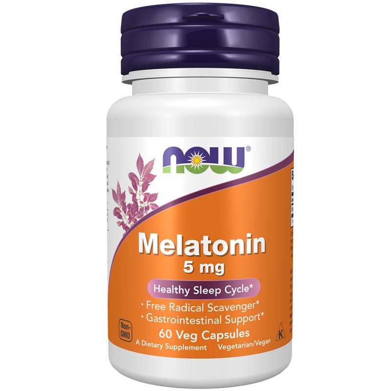 NOW Melatonin 5 mg, 60 Veg Capsules NOW Melatonin 5 mg, 60 Veg Capsules