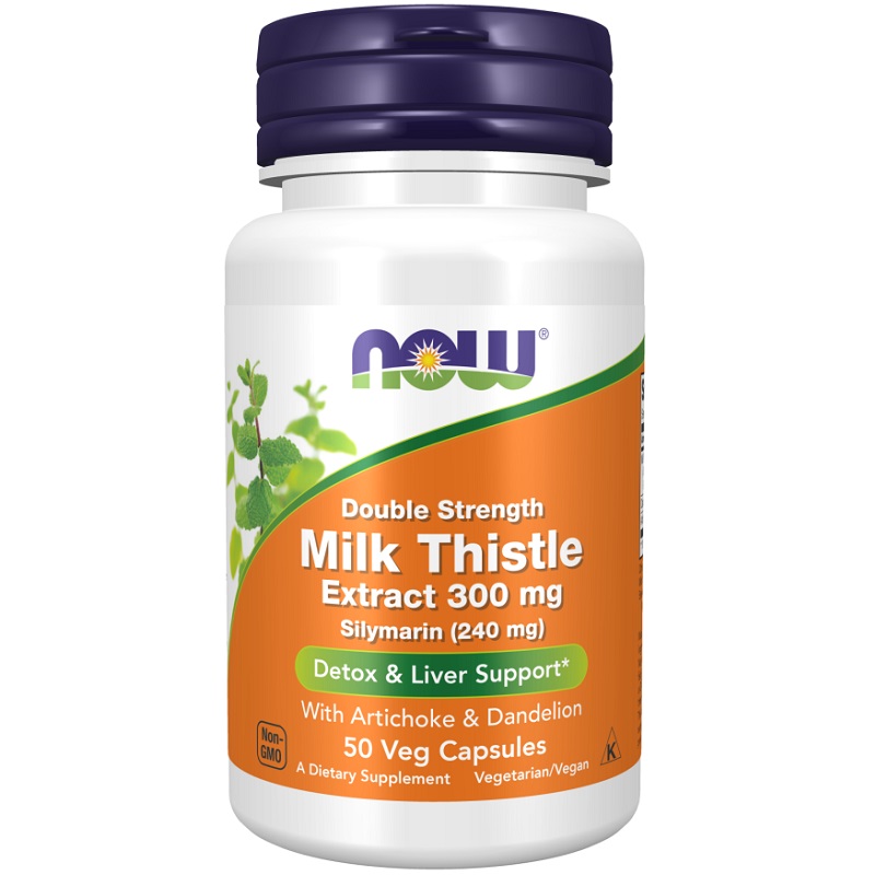 NOW Milk Thistle Extract with Artichoke and Dandelion 300 mg Double Strength, 50 Veg Capsules NOW Milk Thistle Extract with Artichoke and Dandelion 300 mg Double Strength, 50 Veg Capsules