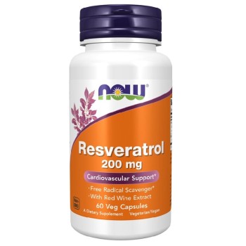 NOW Natural Resveratrol 200 mg, 60 Veg Capsules