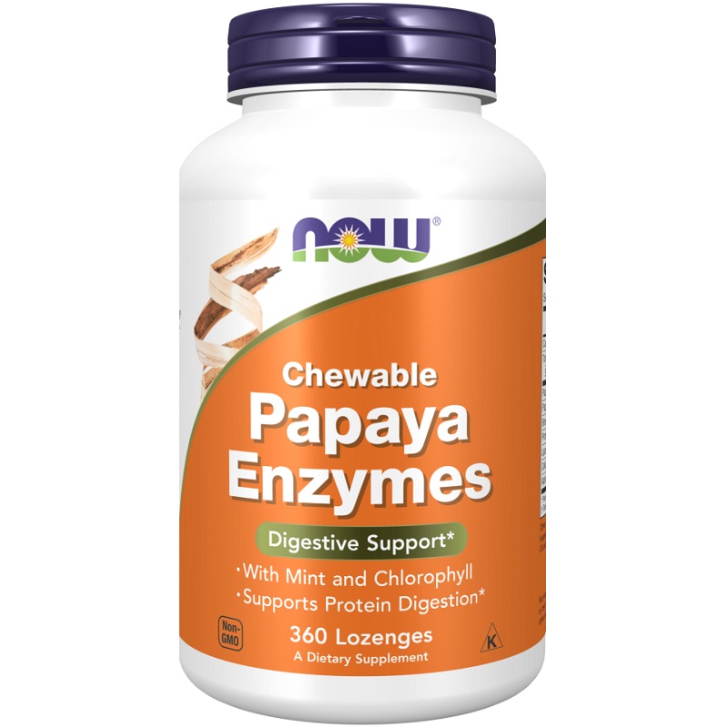 NOW Papaya Enzymes Chewable, 360 Lozenges NOW Papaya Enzymes Chewable, 360 Lozenges