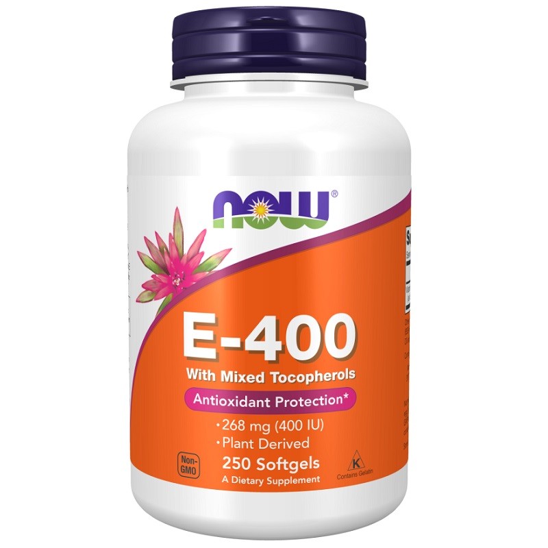 NOW Vitamin E-400 Natural (Mixed Tocopherols), 250 Softgels NOW Vitamin E-400 Natural (Mixed Tocopherols), 250 Softgels