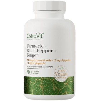 OstroVit Turmeric + Black Pepper + Ginger Vege, 90 Capsules